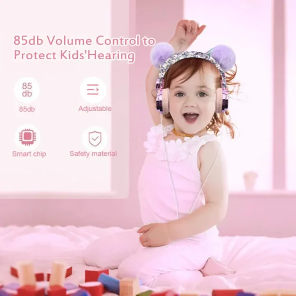 Cute Wired Headphone With Microphone Girls Daughter Music Stereo Earphone Computer Mobile Phone Headset Kid Gift - Image 3
