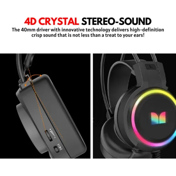 PRO - II RGB Gaming Headphones with Mic for Gaming PC Pubg Mobile PS4 Laptop - 360 Surround Sound Super Bass Vibration Over the Ear Wired Head Phones Gaming Headset with Noise Cancelling Micophone - By Unique Mall - Image 12