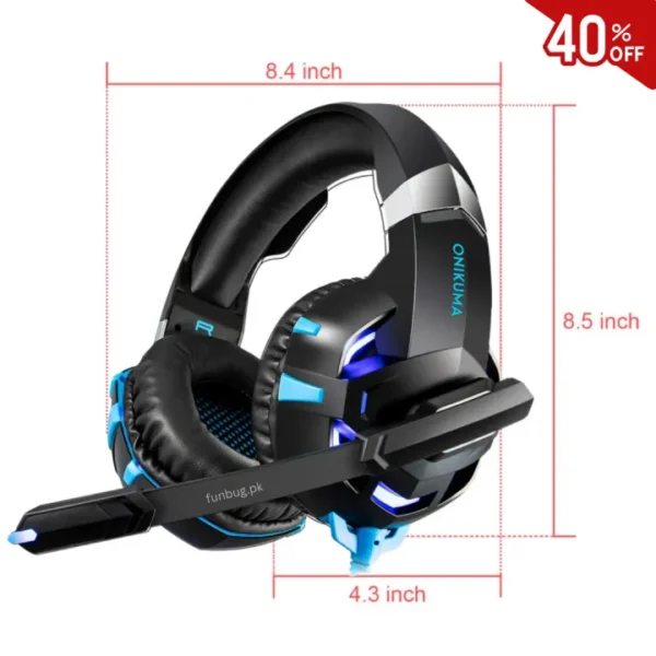 FunBug K2 PRO Gaming Headphones Rgb with Mic for PC, Pubg Mobile, PS4, Laptop - 360 Surround Sound Super Bass Vibration Over the Ear Wired Head Phones Headset for Gaming with Noise Cancelling Micophone - Image 2
