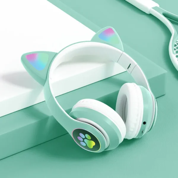 Headphones for Toddler Boy Girl Teen Children w/Microphone for Phone/Laptop/HeadKids Headphones, Cat Ear Wireless Headphones, LED Light Up Bluetooth Over On Ear Pink phones gift for girls| beautiful head phone for girls Headphones for girls| Headphone - Image 3