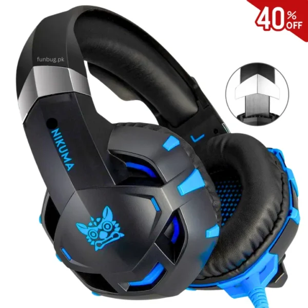 FunBug K2 PRO Gaming Headphones Rgb with Mic for PC, Pubg Mobile, PS4, Laptop - 360 Surround Sound Super Bass Vibration Over the Ear Wired Head Phones Headset for Gaming with Noise Cancelling Micophone - Image 3