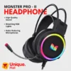 PRO - II RGB Gaming Headphones with Mic for Gaming PC Pubg Mobile PS4 Laptop - 360 Surround Sound Super Bass Vibration Over the Ear Wired Head Phones Gaming Headset with Noise Cancelling Micophone - By Unique Mall