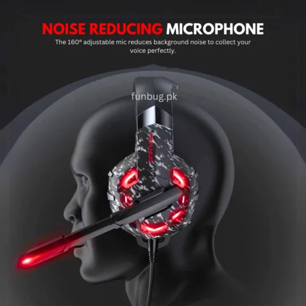 K2 PRO Gaming Headphones with Noise Reducing Microphone ~ Black Camouflage Headset with Hi-Fi Subwoofer Stereo Sound with Bass for Mobile, PC, Laptop, Computer, PlayStation4, Xbox ~ Noise Cancelling PS4 Headphone with Mic - USB + 3.5mm Wire ~ By FunBug - Image 11