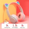 ROWEQPP P47m Bluetooth-compatible 5.0 Headphones Big Cat Ear Wire-controlled Gaming Headset Hifi Sports Earphones - Image 9