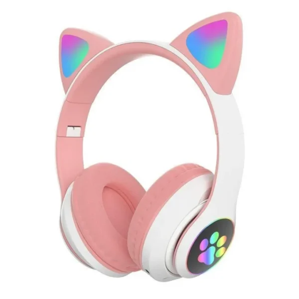 Headphones for Toddler Boy Girl Teen Children w/Microphone for Phone/Laptop/HeadKids Headphones, Cat Ear Wireless Headphones, LED Light Up Bluetooth Over On Ear Pink phones gift for girls| beautiful head phone for girls Headphones for girls| Headphone - Image 2