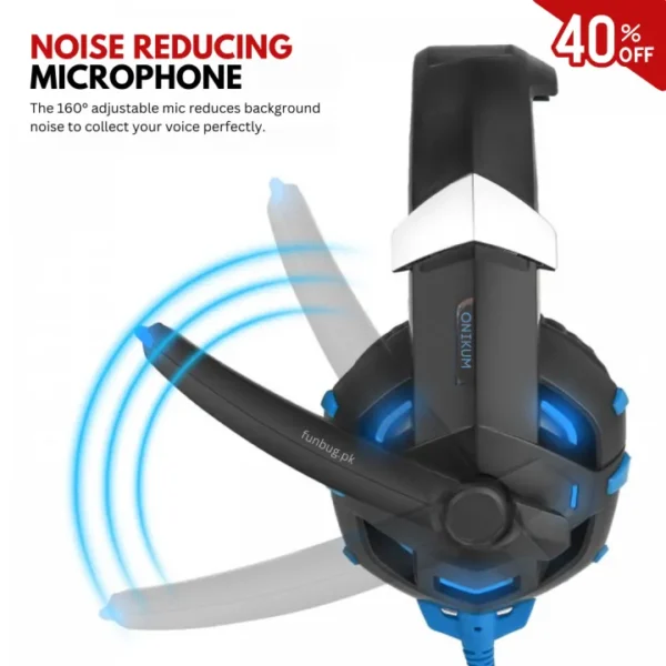 FunBug K2 PRO Gaming Headphones Rgb with Mic for PC, Pubg Mobile, PS4, Laptop - 360 Surround Sound Super Bass Vibration Over the Ear Wired Head Phones Headset for Gaming with Noise Cancelling Micophone - Image 4