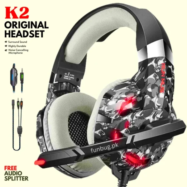 FunBug K2 PRO Gaming Headphones Rgb with Mic for PC, Pubg Mobile, PS4, Laptop - 360 Surround Sound Super Bass Vibration Over the Ear Wired Head Phones Headset for Gaming with Noise Cancelling Micophone - Image 7