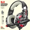 K2 PRO Gaming Headphones with Noise Reducing Microphone ~ Black Camouflage Headset with Hi-Fi Subwoofer Stereo Sound with Bass for Mobile, PC, Laptop, Computer, PlayStation4, Xbox ~ Noise Cancelling PS4 Headphone with Mic - USB + 3.5mm Wire ~ By FunBug