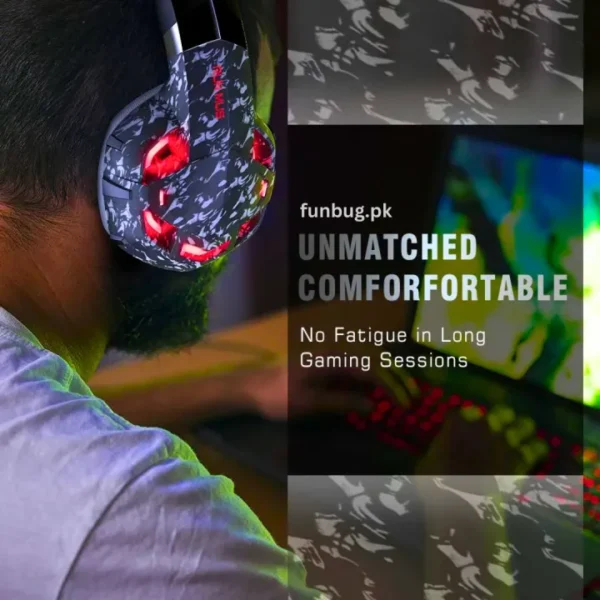 K2 PRO Gaming Headphones with Noise Reducing Microphone ~ Black Camouflage Headset with Hi-Fi Subwoofer Stereo Sound with Bass for Mobile, PC, Laptop, Computer, PlayStation4, Xbox ~ Noise Cancelling PS4 Headphone with Mic - USB + 3.5mm Wire ~ By FunBug - Image 7